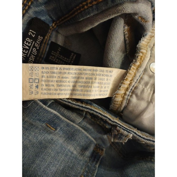 Forever 21 Push Up Jeans Size 27 Blue Distressed Cropped - Picture 5 of 9
